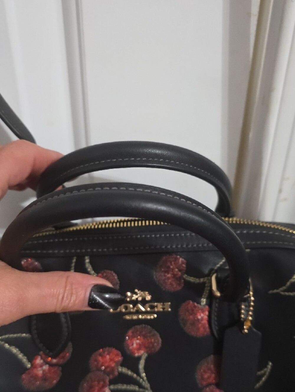 Coach Black Cherry Blossom  Satchel - Picture 7 of 7
